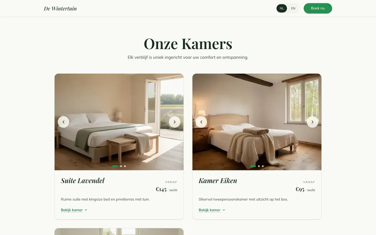 Wat de zaak aanbiedt, met echte prijzen.